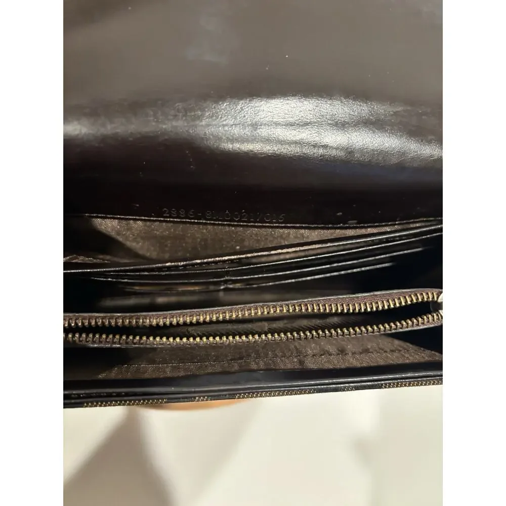 Fendi FF Zucca Logo Long Clutch Flap Wallet Credit Card Zipper Brown Black